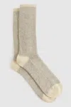 Reiss Soft Grey/ecru Alby Wool-cashmere Blend Ribbed Socks In Soft Grey/ecru