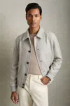 Reiss Soft Grey/white Dogtooth-check Blouson Jacket