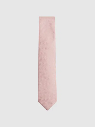 Reiss Soft Pink Ceremony Textured Silk-blend Tie