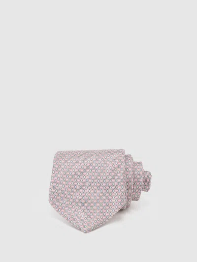 Reiss Soft Pink Emilio Silk Micro Geometric-print Tie