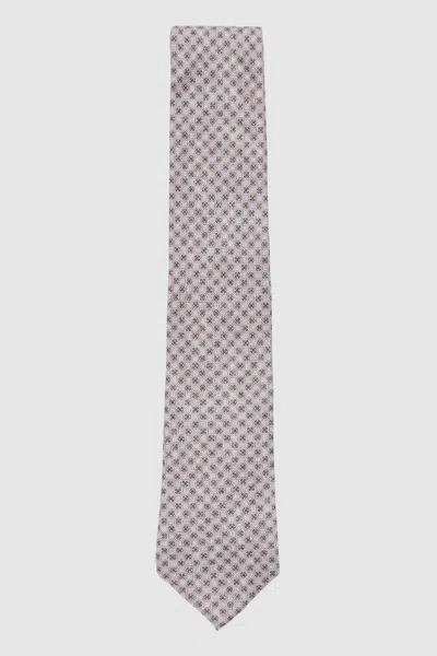 Reiss Soft Pink Silk Medallion-print Tie
