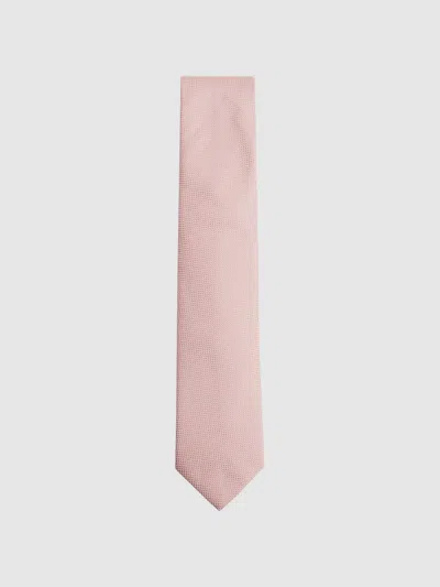 Reiss Soft Pink Textured Silk Blend Tie