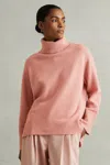 Reiss Soft Pink Wool-cashmere Roll-neck Jumper In Soft Pink