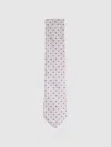 Reiss Soft Rose Silk Floral Print Tie In Pink