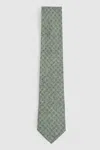 Reiss Soft Sage Albarese Silk Geometric Print Tie