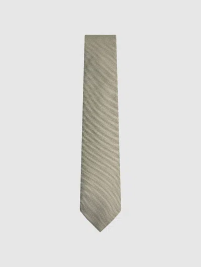 Reiss Soft Sage Ceremony Textured Silk-blend Tie In Green