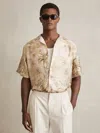 Reiss Soft Sage Green Jungle Print Cuban-collar Shirt In Multi