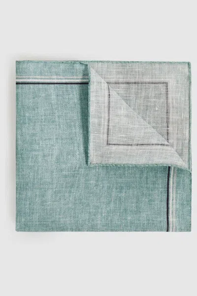 Reiss Soft Sage Linen Pocket Square