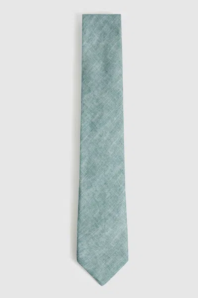 Reiss Soft Sage Linen Textured Tie