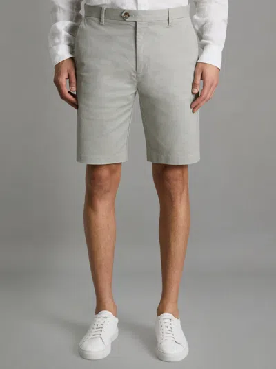 Reiss Soft Sage Modern Fit Cotton Blend Chino Shorts In Gray