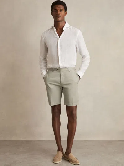 Reiss Soft Sage Oe Hampton Cotton Chino Shorts With Stretch