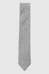 Reiss Soft Sage Silk Medallion-print Tie