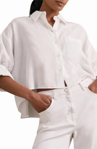 Reiss Solena Crop High-low Linen Shirt In White