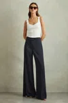 Reiss Solene - Navy Wide Leg Split Hem Trousers, Uk 12 L