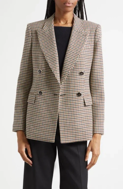 Reiss Solene Houndstooth Check Wool Blend Jacket In Multi