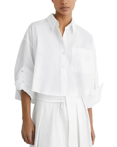 Reiss Solenge Cotton Cropped Shirt In White