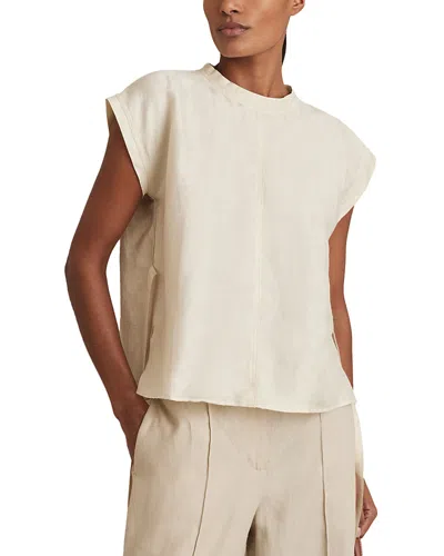 Reiss Soleya Linen Blend Tee In Cream