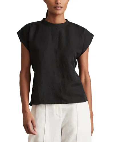 Reiss Soleya Linen-blend T -shirt In Black