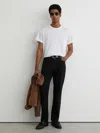 Reiss Solid Black Bishopsgate Soft-stretch Straight-leg Jeans