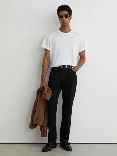 Reiss Solid Black Bishopsgate Soft-stretch Straight-leg Jeans