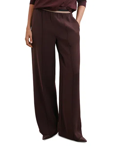 Reiss Sonnie Petite Wide Leg Pants In Burgundy