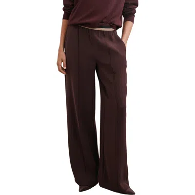 Reiss Sonnie Stripe Waist Wide Leg Pants In Burgundy