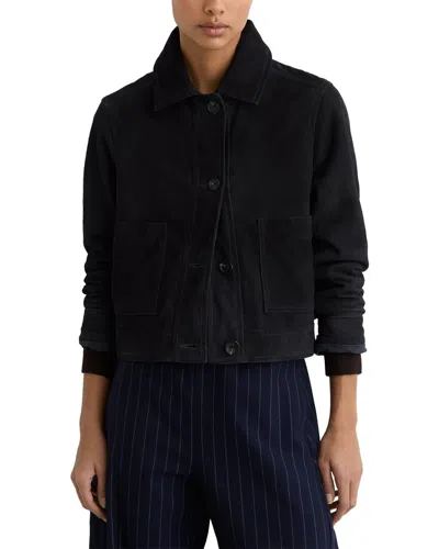 Reiss Sonny Suede Jacket In Burgundy