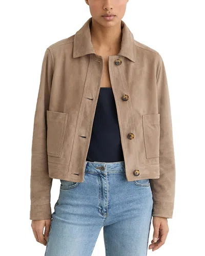 Reiss Sonny Suede Jacket In Neutral