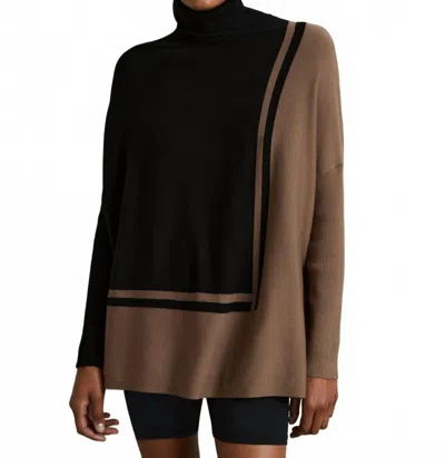 Reiss Sophia Colorblock Roll Neck Sweater In Blacktan In Blue