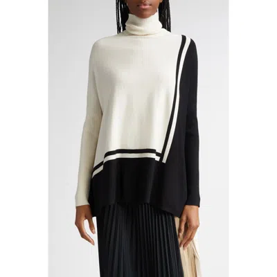 Reiss Sophia Pattern Turtleneck Sweater In Cream/black
