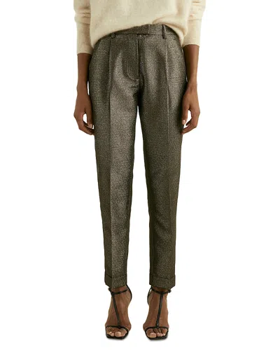 Reiss Sparkle Tapered Pants In Dark Gold