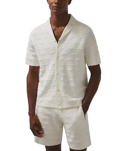 Reiss Speedmark Knitted Short Sleeve Camp Shirt In White