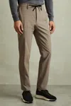 Reiss Taupe Brown Split Technical Drawstring Trousers In Taupe Brown