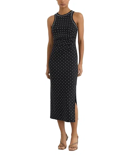 Reiss Spotted Jersey Racerback Dress In Black