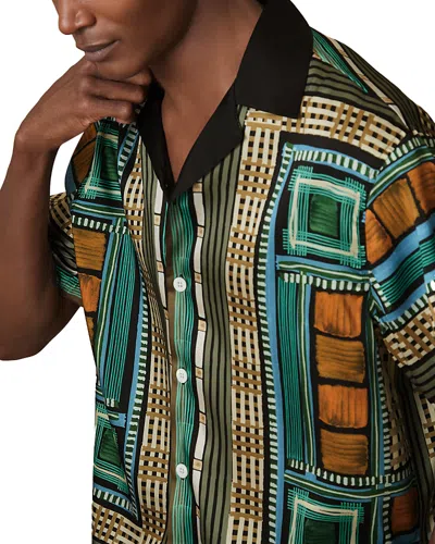 Reiss Square Mixed Prints Cuban Shirt