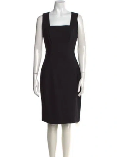 Pre-owned Reiss Square Neckline Knee-length Dress In Black