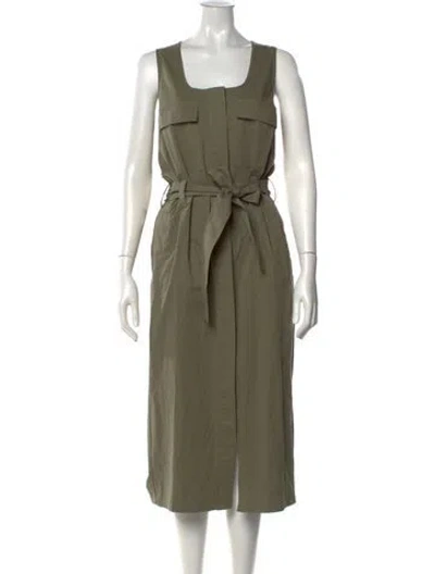 Pre-owned Reiss Square Neckline Long Dress W/ Tags In Green