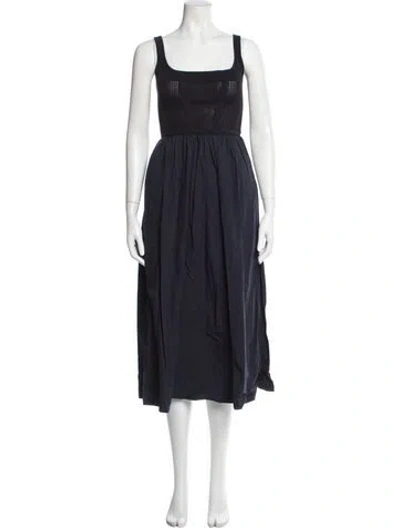 Pre-owned Reiss Square Neckline Midi Length Dress In Blue