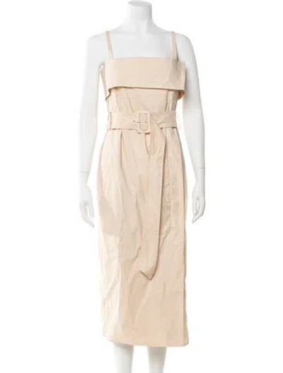 Pre-owned Reiss Square Neckline Midi Length Dress In Neutral
