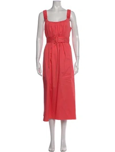 Pre-owned Reiss Square Neckline Midi Length Dress In Pink