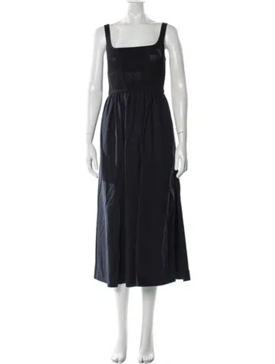 Pre-owned Reiss Square Neckline Midi Length Dress W/ Tags In Blue