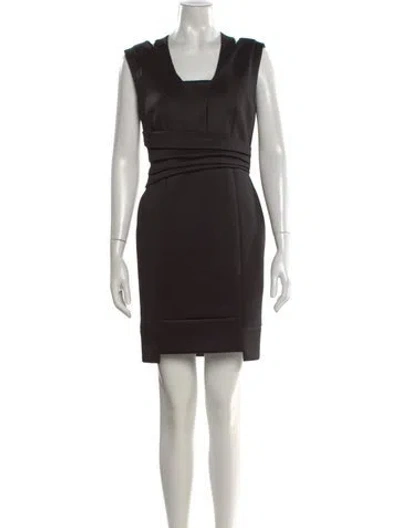 Pre-owned Reiss Square Neckline Mini Dress In Black