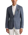 Reiss Blue Stack Slim-fit Single-breasted Wool-blend Textured Blazer In Blue