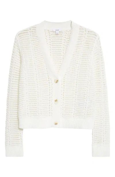 Reiss Star Open Stitch Cotton Blend Cardigan In White