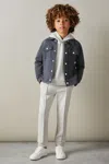 Reiss Steel Blue Junior Textured Cotton Blend Jacket