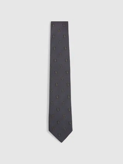Reiss Steel Blue Silk Blend Jacquard Tie