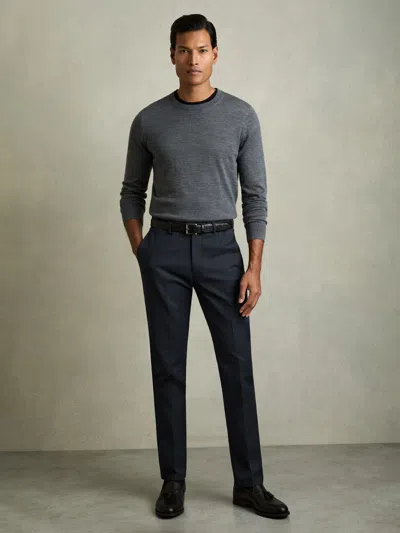Reiss Steel Blue Slim Fit Cotton Blend Chinos