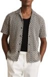 Reiss Sterling Crochet Camp Shirt In Gray