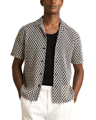 Reiss Sterling Crochet Camp Shirt In Black