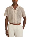 Reiss Sterling Geo Crochet Button Down Camp Shirt In Neutral